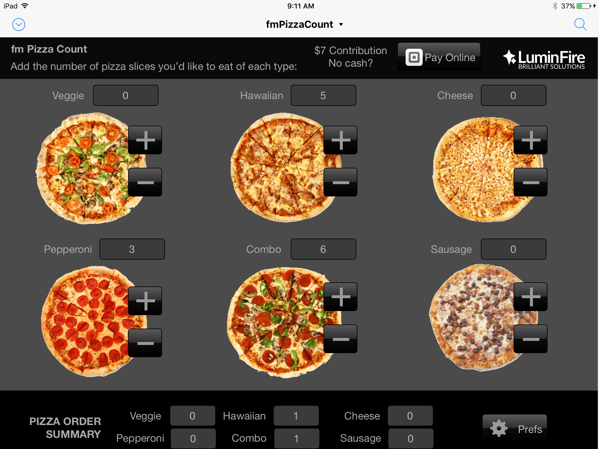 FileMaker Go Pizza Counter for iPad 4