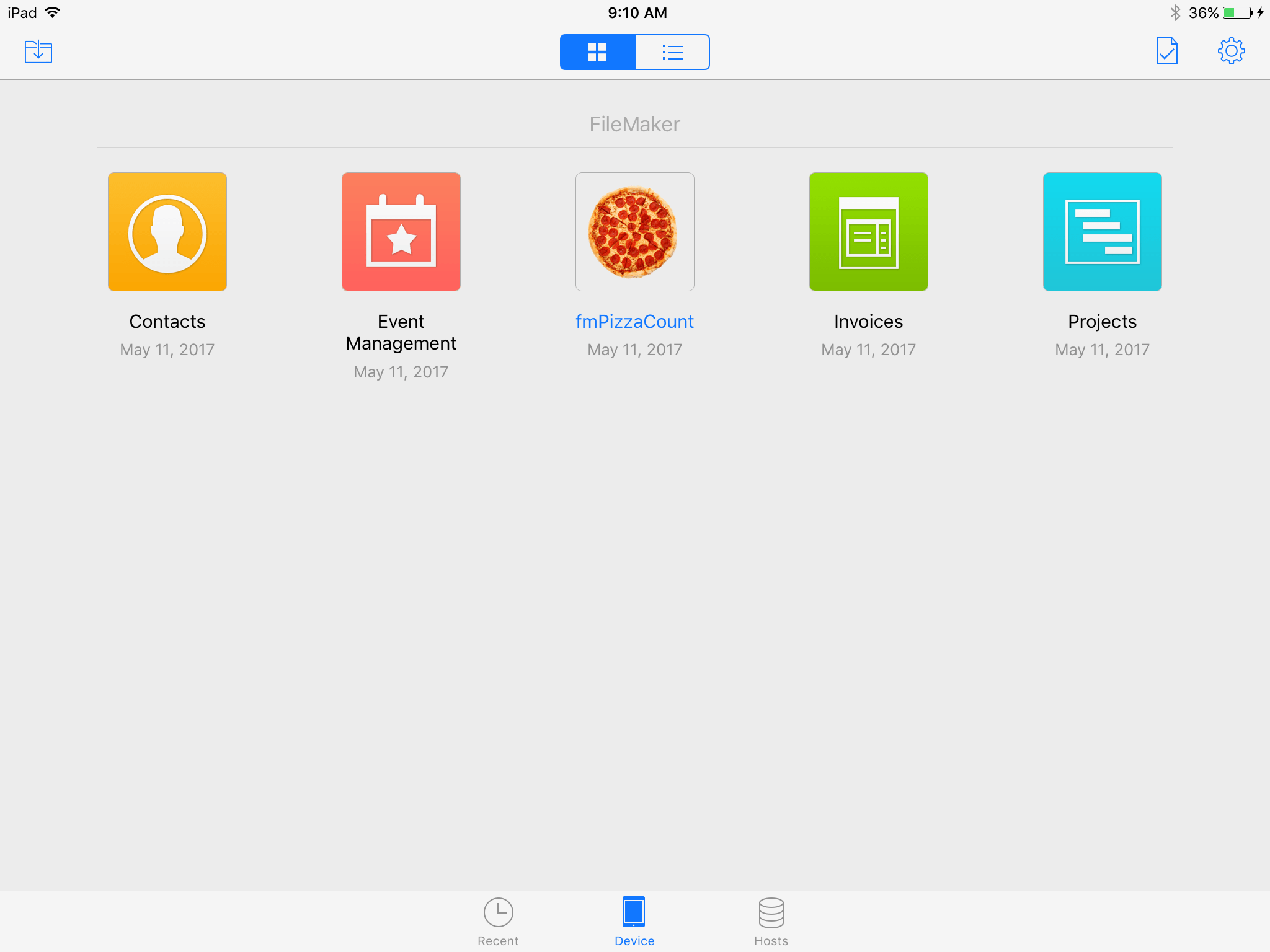 FileMaker Go Pizza Counter for iPad 6