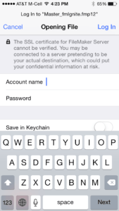 FileMaker allows Keychain on iOS