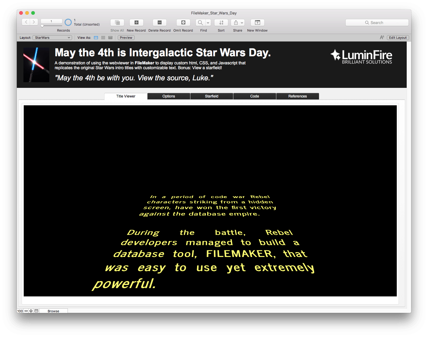 Intergalactic Star Wars Day and FileMaker