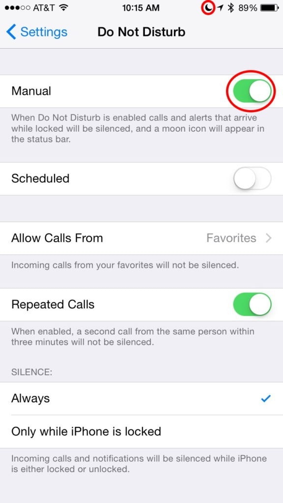 iPhone Do Not Disturb Setting
