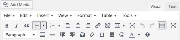 The Visual Editor Toolbar in WordPress