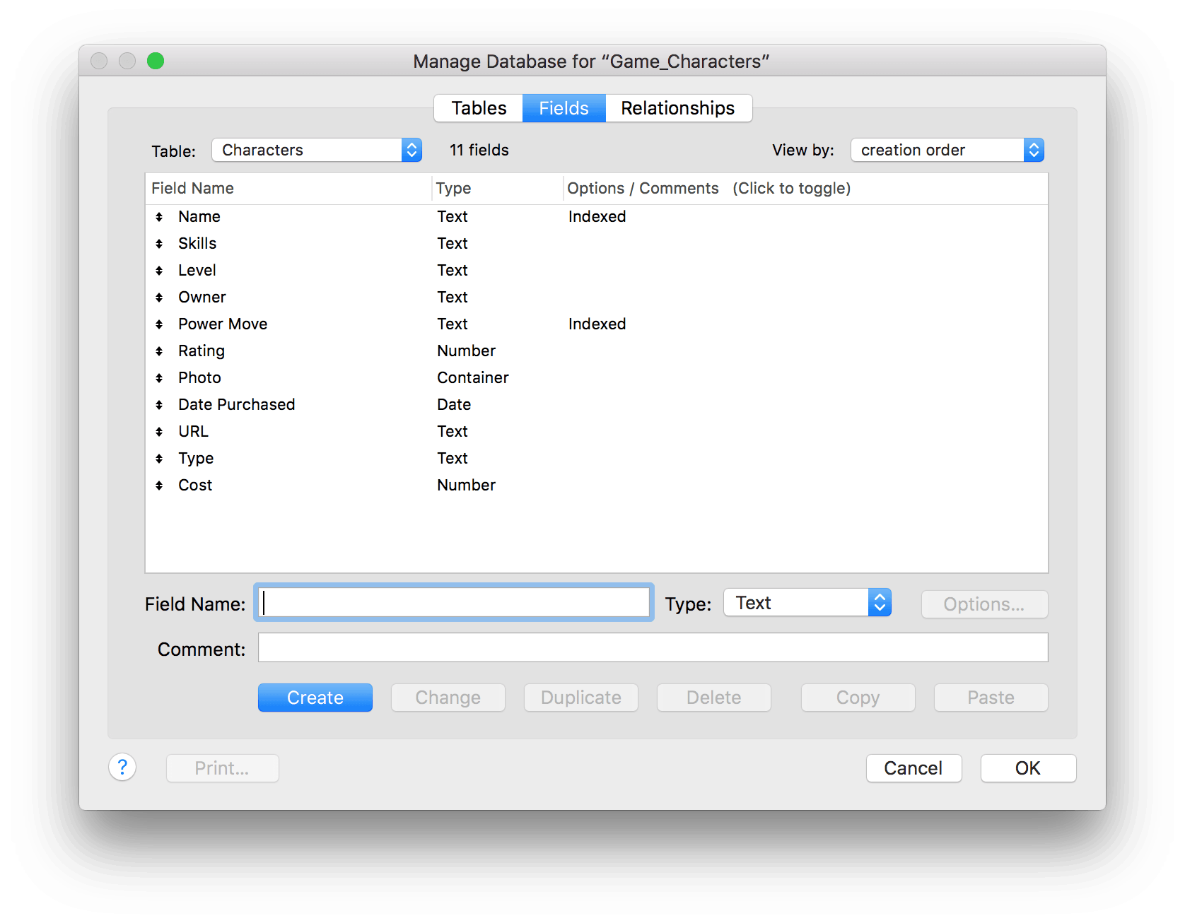Order field