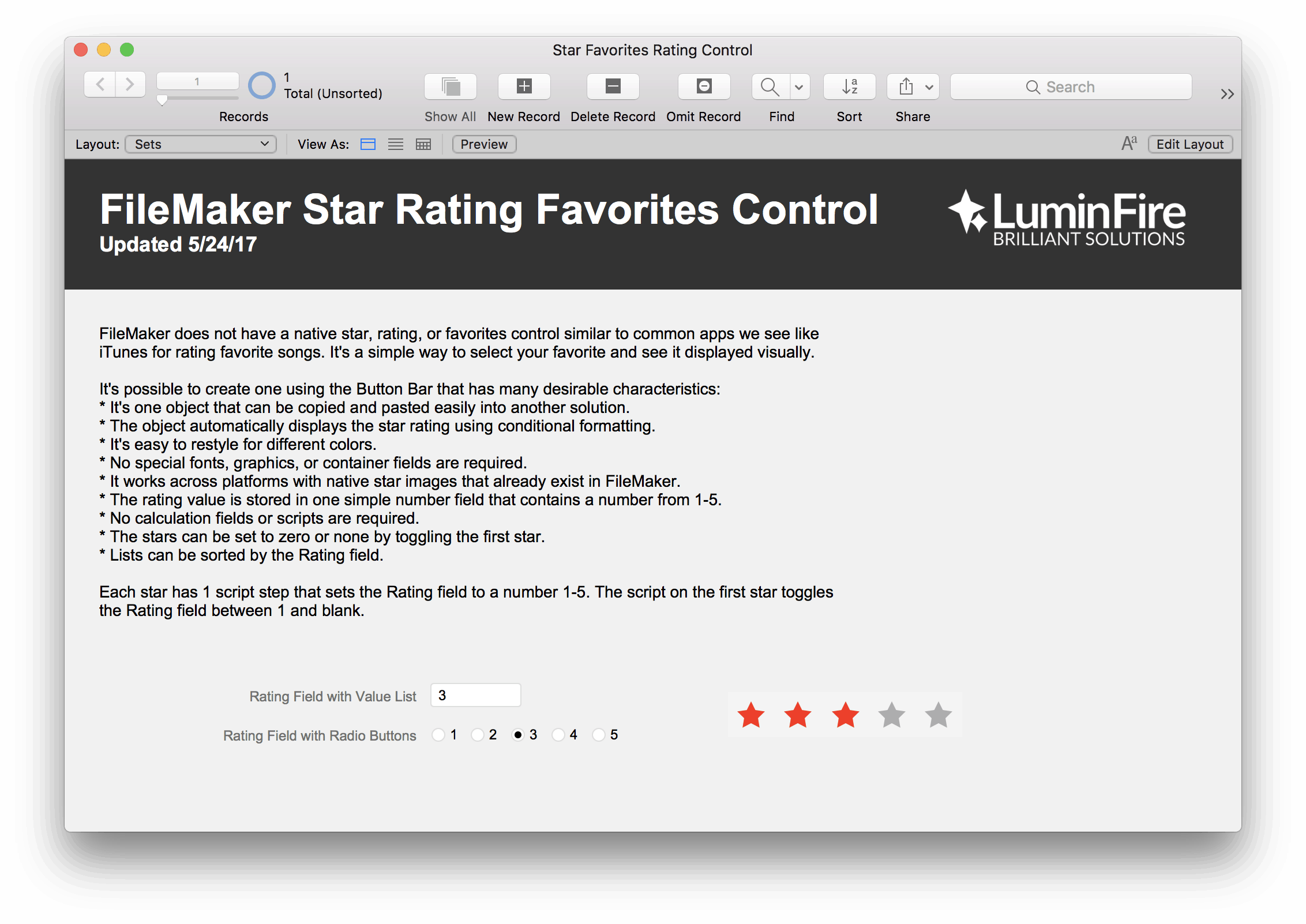 FileMaker Star Rating and Favorite Control 1