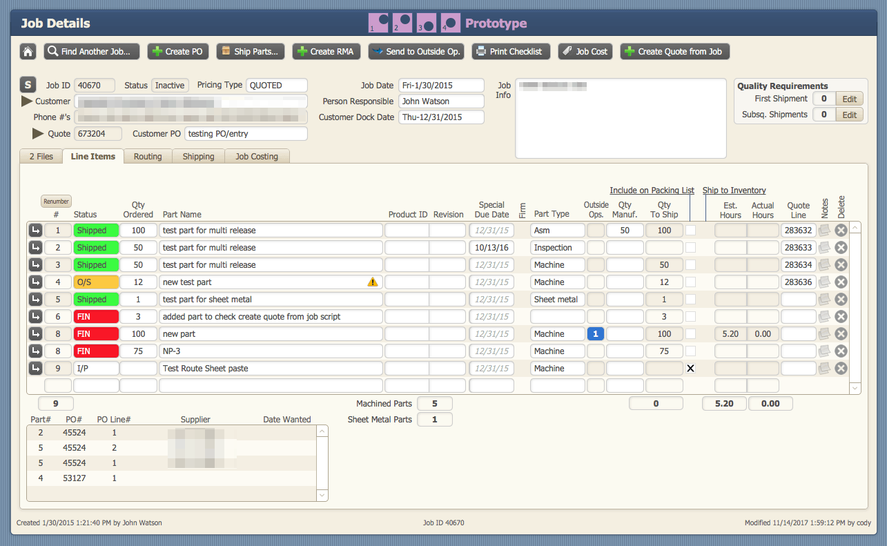 Jobs Detail FileMaker layout