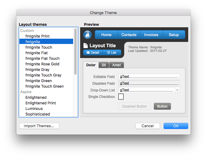 filemaker pro layout templates