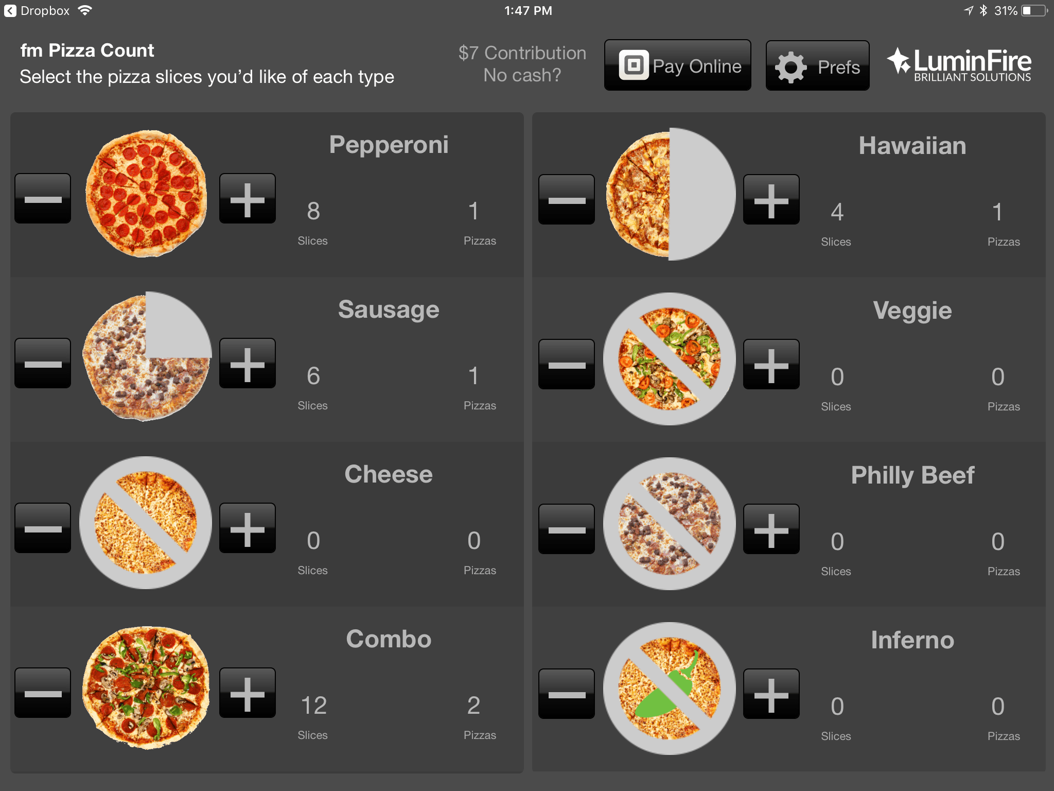 FileMaker Go Pizza Counter for iPad 2.0 2