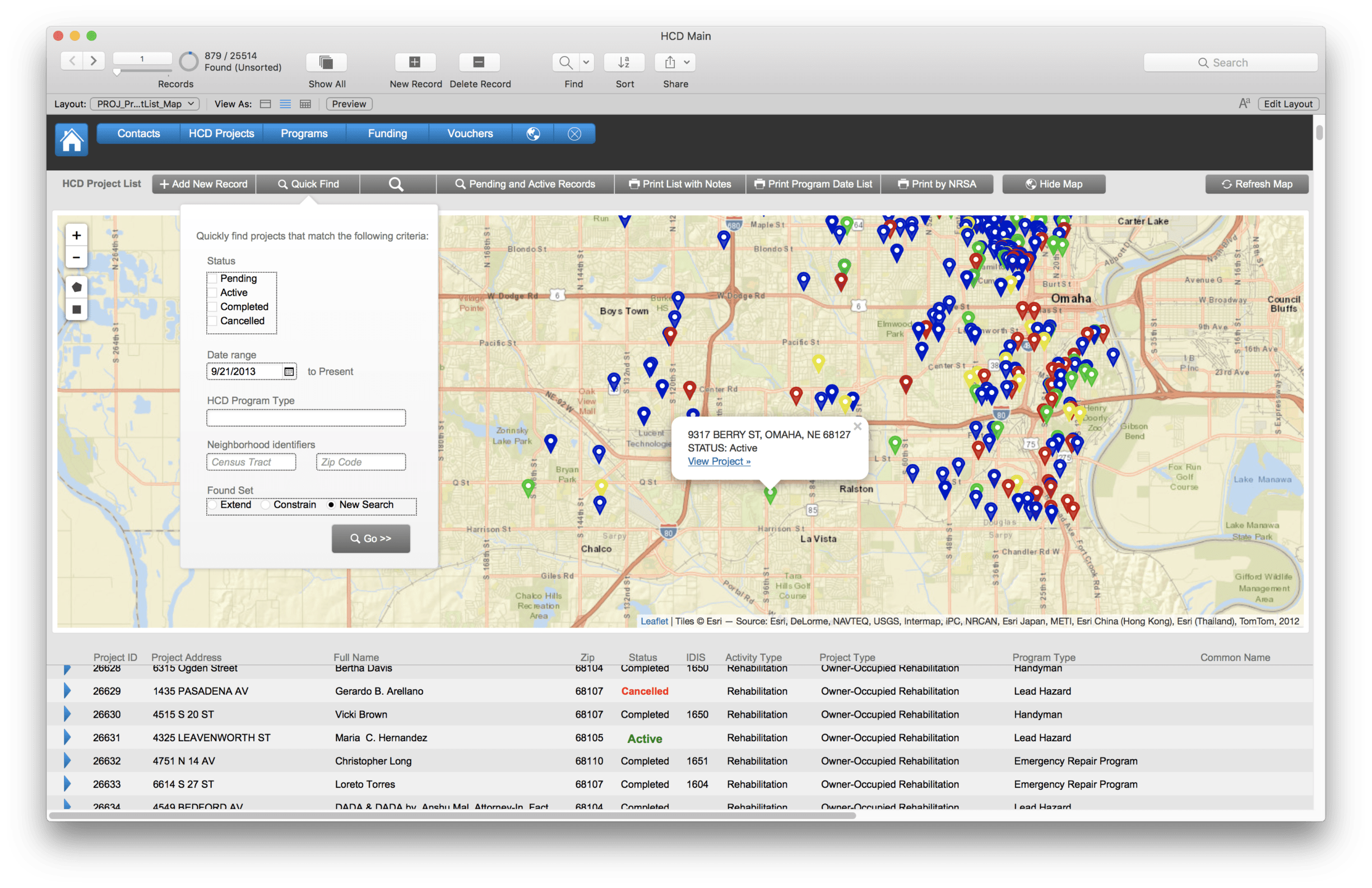 List view map layout