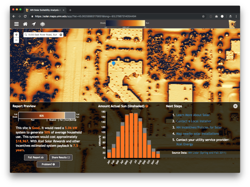 Solar Potential of LuminFire Office Screenshot