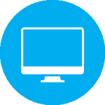 blue tech monitor icon
