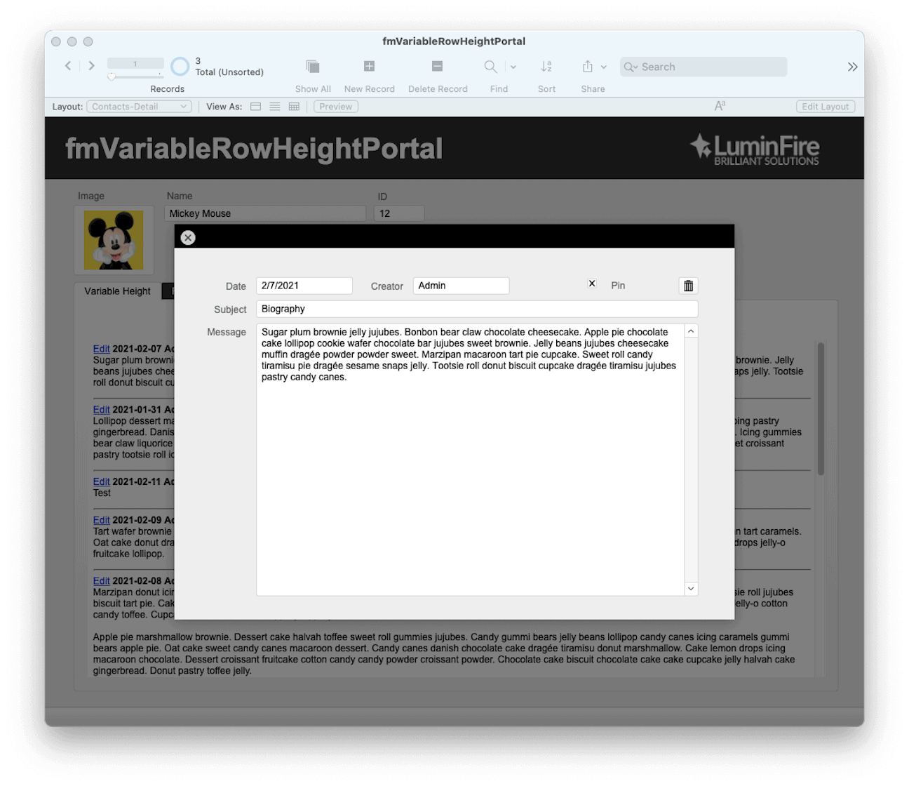 Variable Row Height Portal for Claris FileMaker - LuminFire