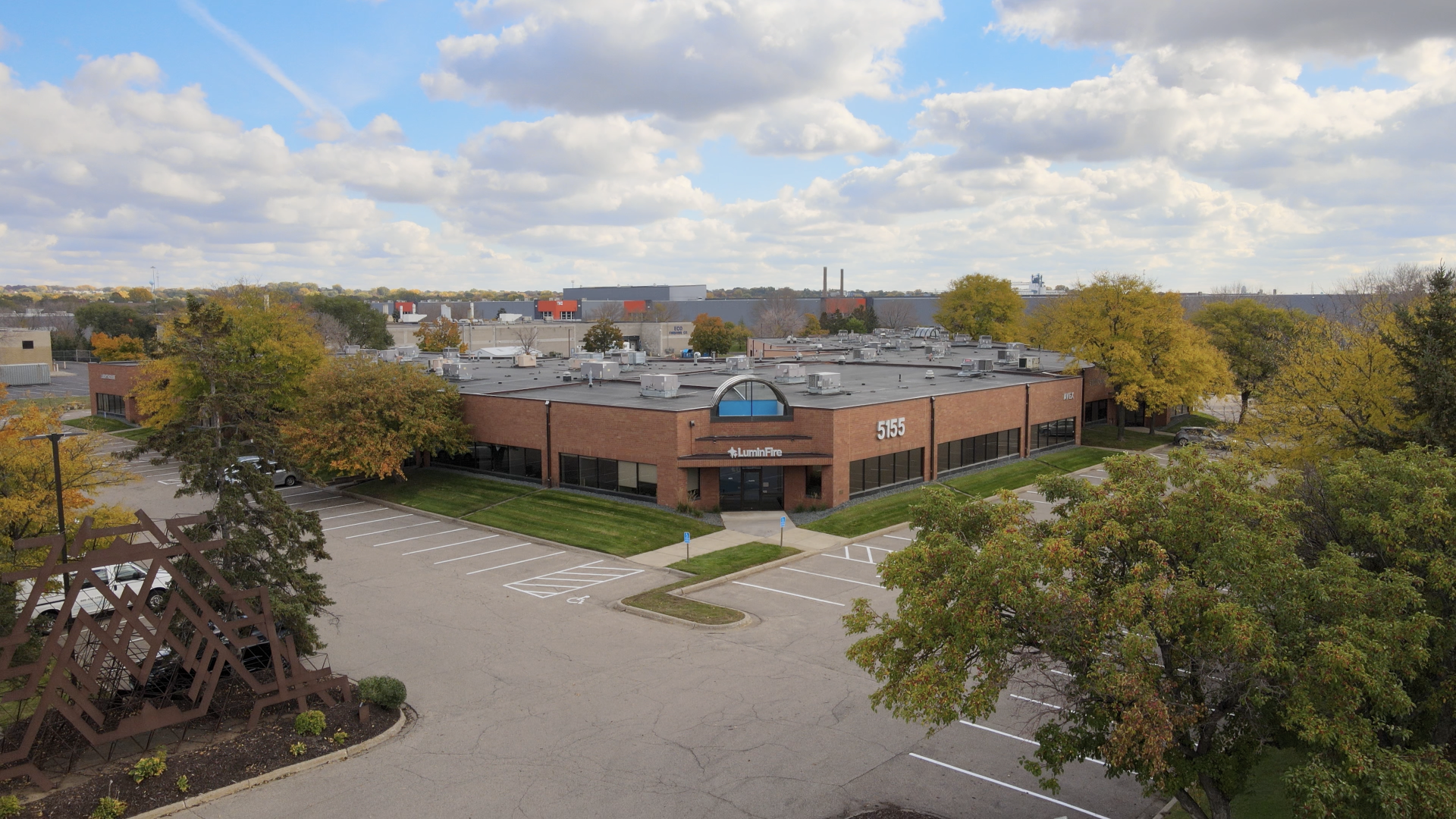luminfire office exterior drone 1